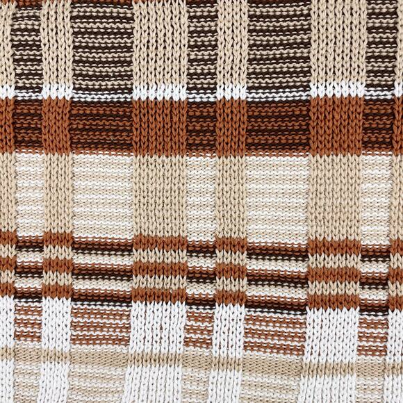 BANANA REPUBLIC Plaid Square Neck Cropped Sweater Tank Sz Small Natural - Picture 8 of 9